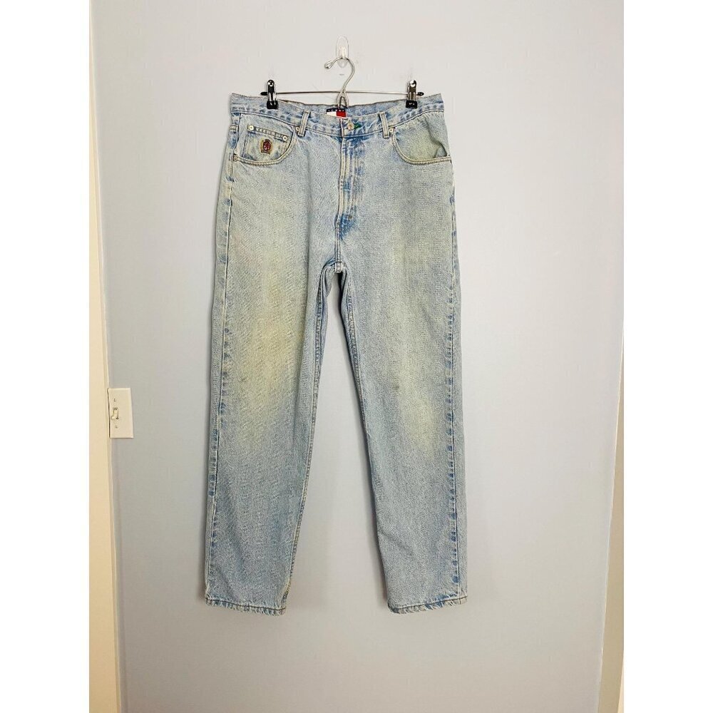 Vintage Tommy Hilfiger Mens Jeans Size 36x32 Classic Fit Light Wash Blue Denim